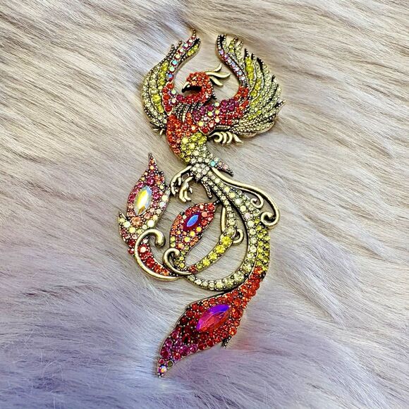 Fantasy Phoenix Rising/Dragon Roaring Brooch Pin- “Phoenix Heart. Dragon Soul.” - Picture 5 of 8